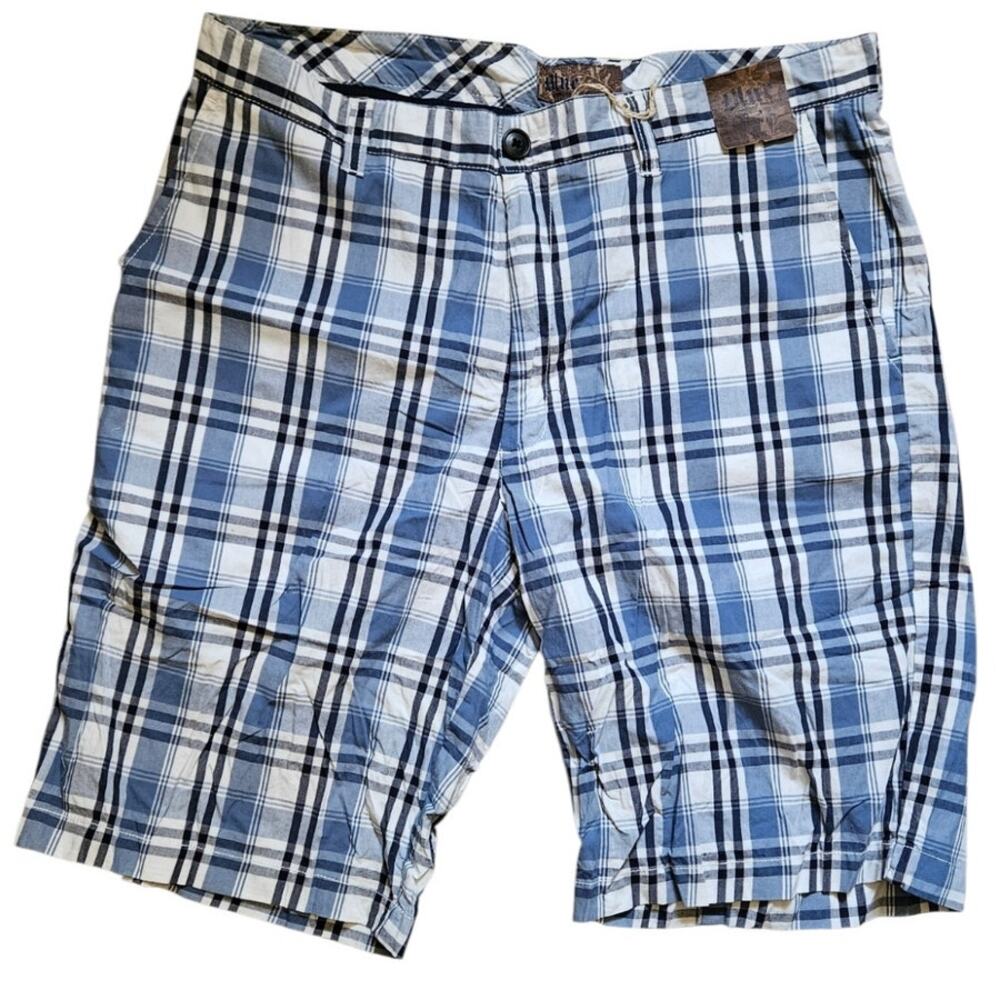 Pino Pronto Uomo Modern Fit Plaid Shorts Men's Size 36 Blue White Navy